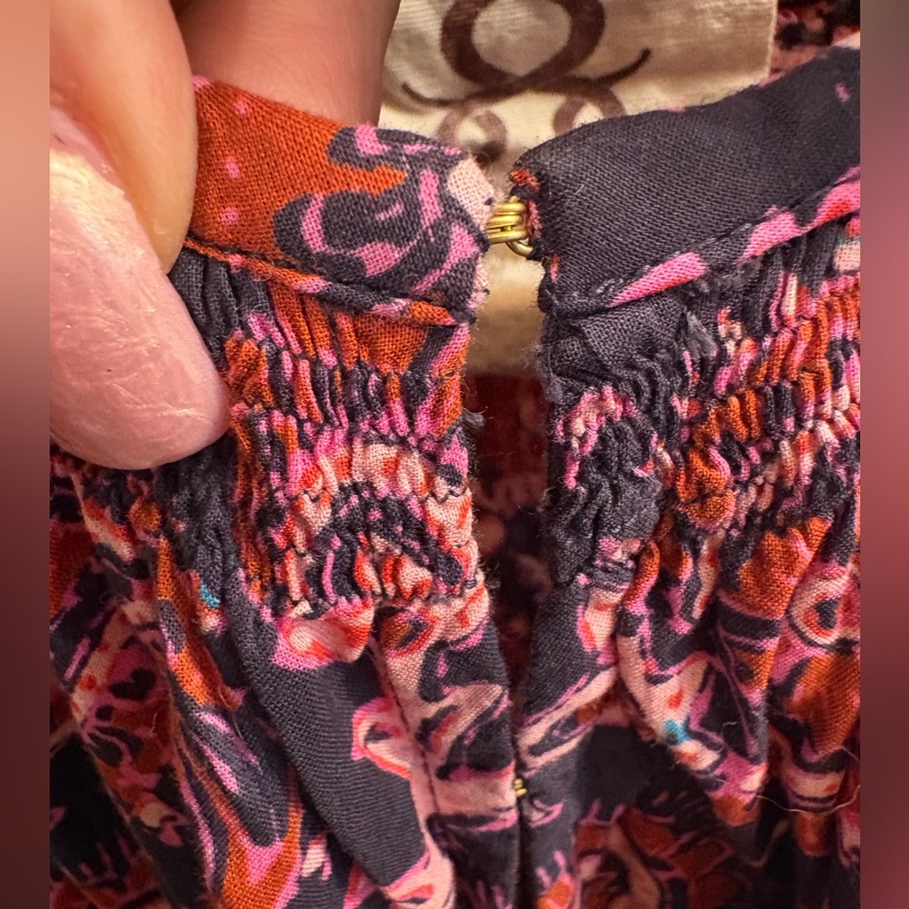 NWOT Figue Bria Bohemian Paisley Print Midi Dress in Pink & Navy Women’s Large - Picture 15 of 16